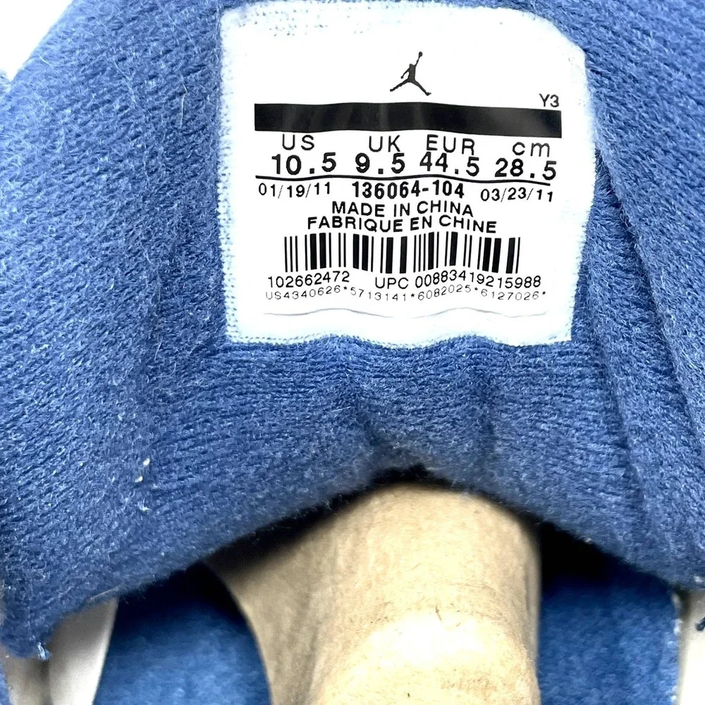 Nike Air Jordan Retro 3 True Blue Men 10.5 White Iconic Sneakers 2011 136064-104